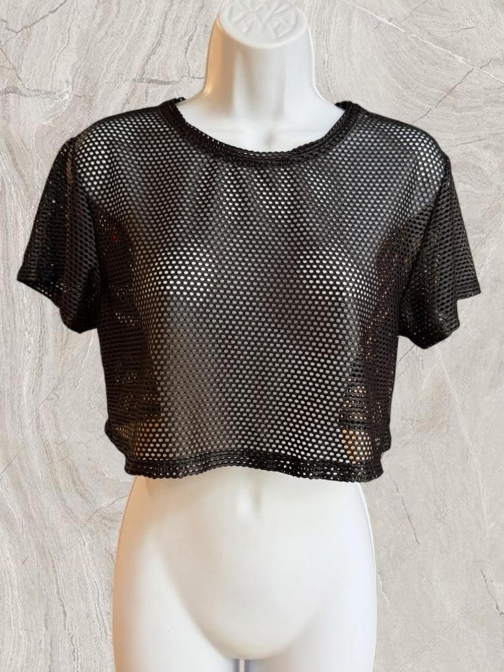 Y2K Koral Black Mesh Crop Top